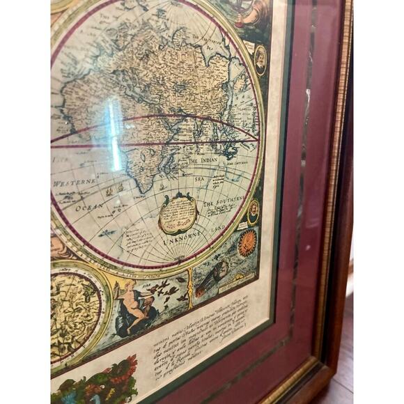 Framed Vintage World Map Print “A New and Accurate Map of the World” 21x18 - Picture 3 of 5